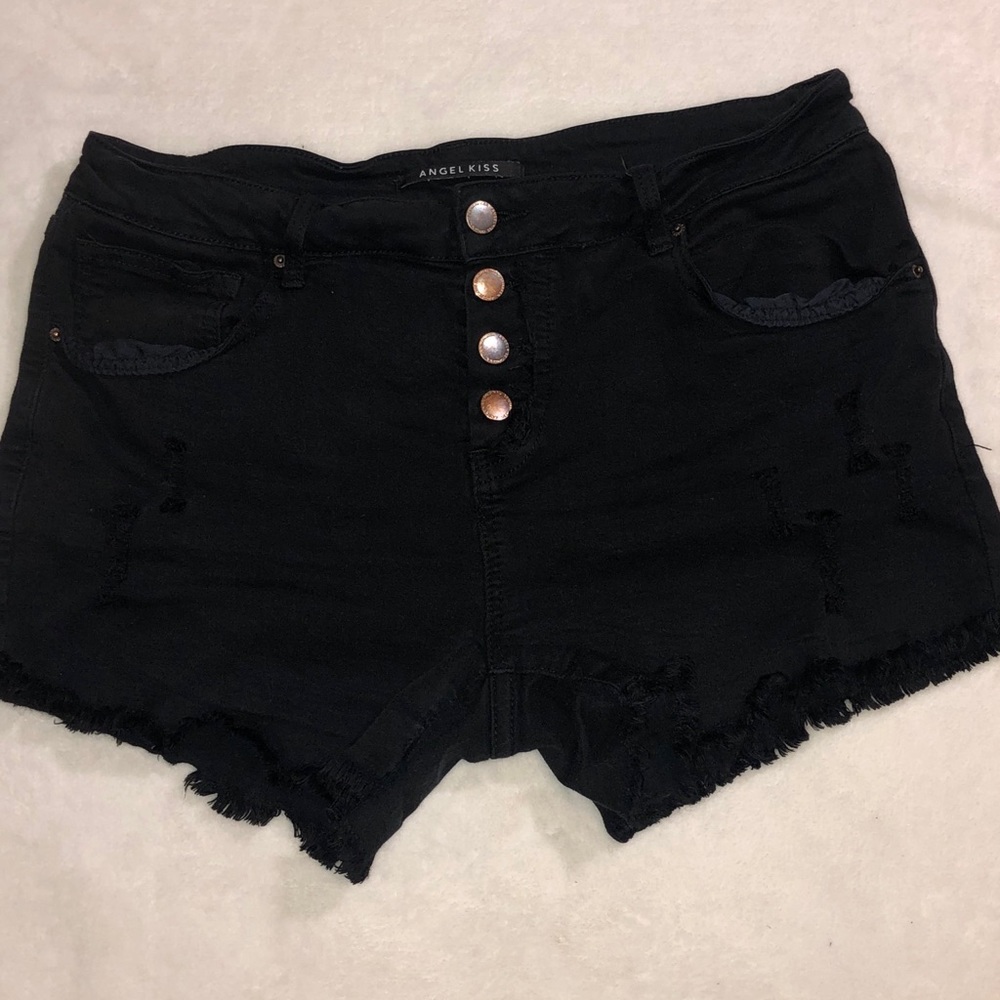 black ripped jean shorts
